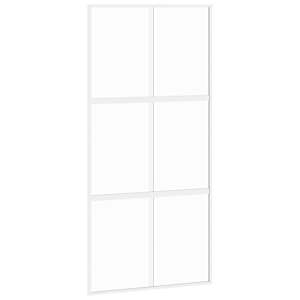 Posuvné dveře bílé 102,5 x 205 cm tvrzené sklo a hliník - obrázek 2