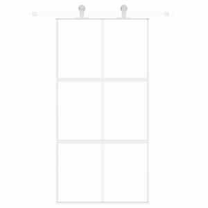 Posuvné dveře bílé 102,5 x 205 cm tvrzené sklo a hliník - obrázek 8