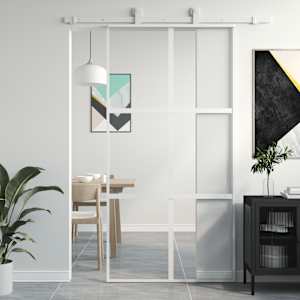 Posuvné dveře bílé 102,5 x 205 cm tvrzené sklo a hliník - obrázek 1