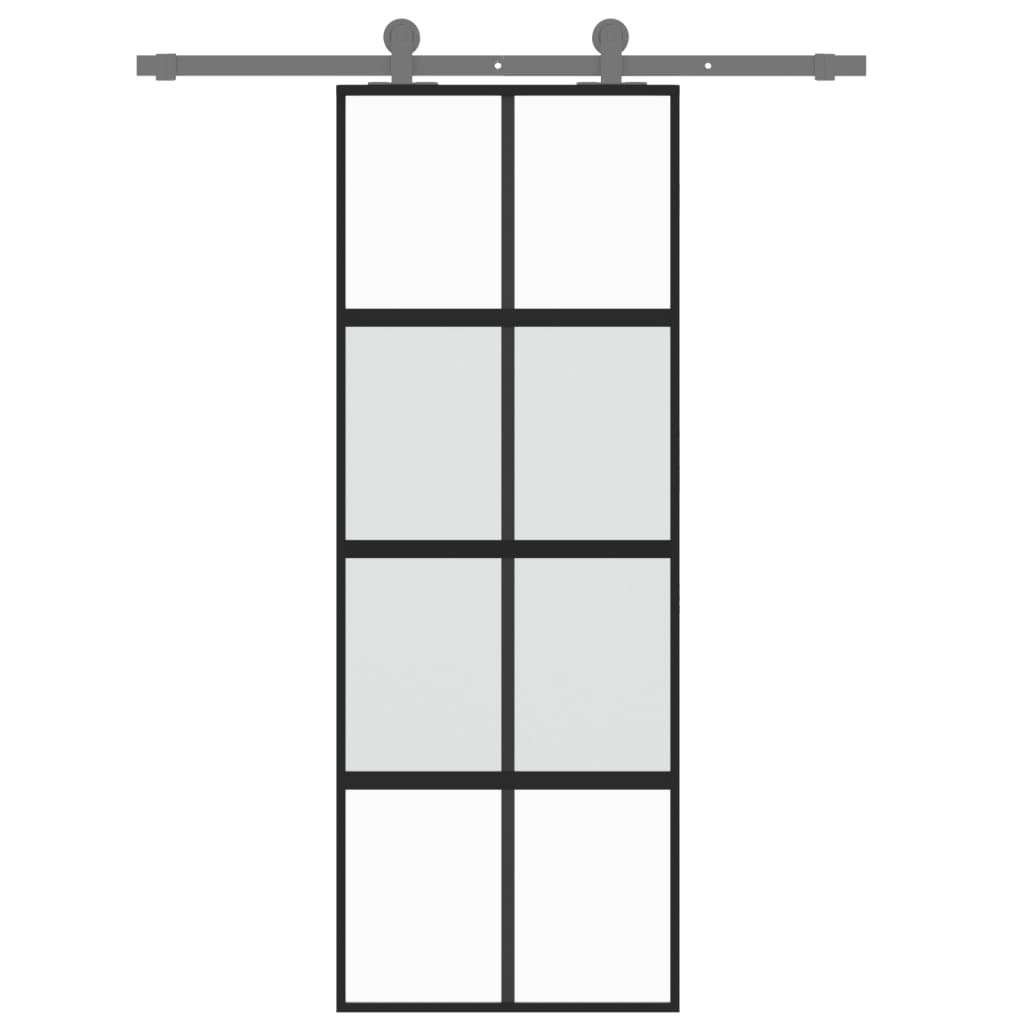 vidaXL Schuifdeur 76x205 cm gehard glas en aluminium zwart afbeelding