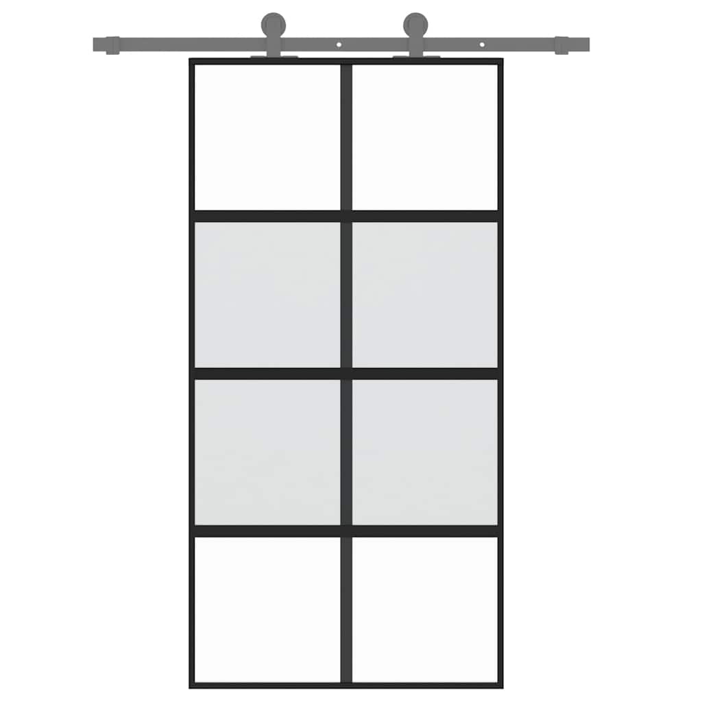 vidaXL Schuifdeur 102,5x205 cm gehard glas en aluminium zwart