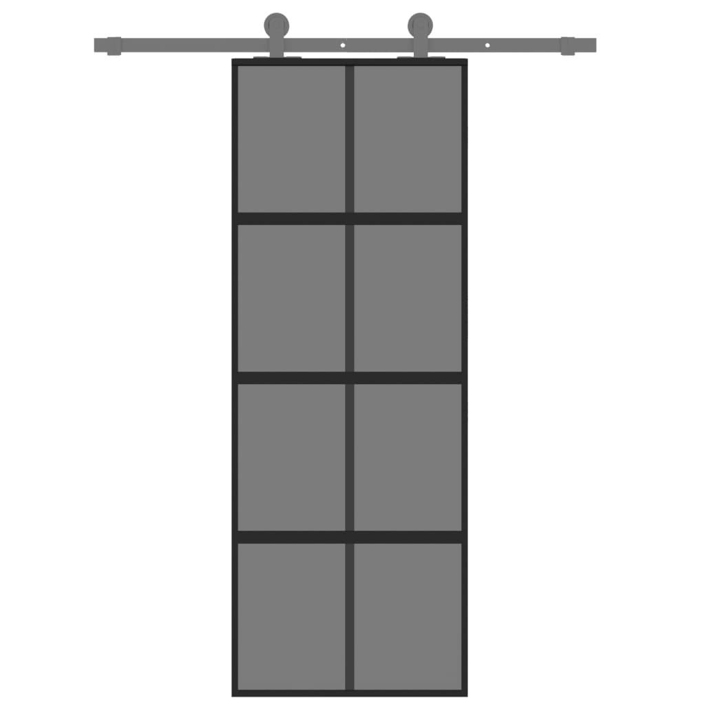 vidaXL Schuifdeur 76x205 cm gehard glas en aluminium zwart afbeelding