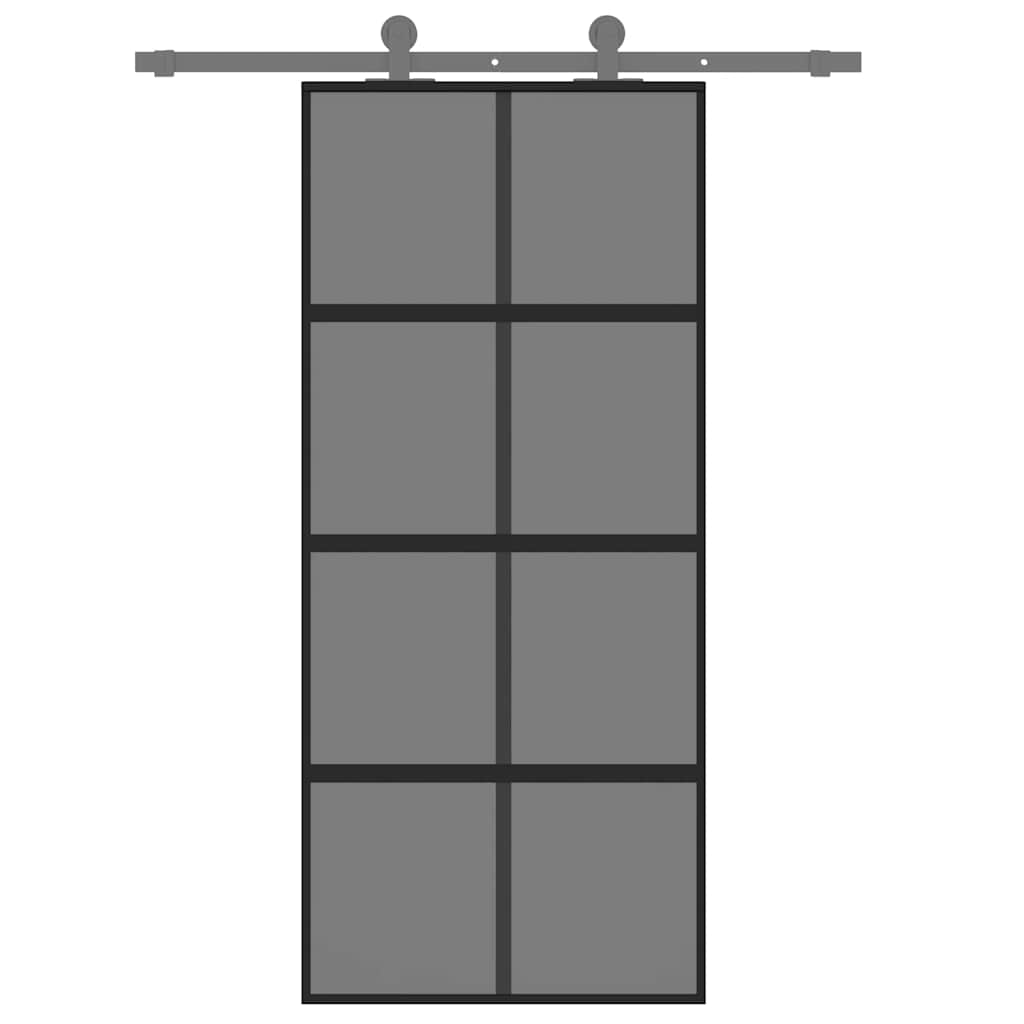 vidaXL Schuifdeur 90x205 cm gehard glas en aluminium zwart