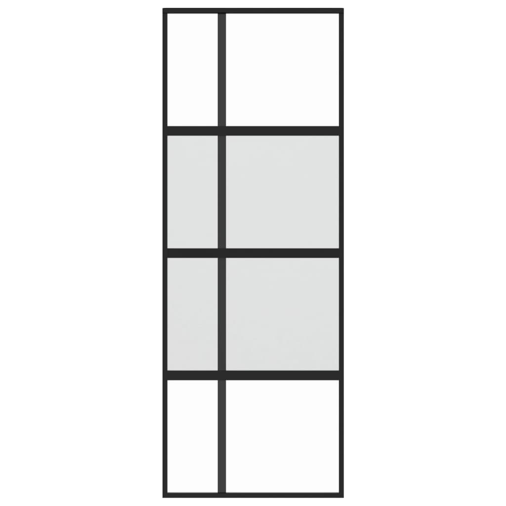 vidaXL Schuifdeur 76x205 cm gehard glas en aluminium zwart afbeelding