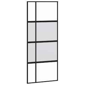 Posuvné dveře černé 90 x 205 cm tvrzené sklo a hliník - obrázek 2