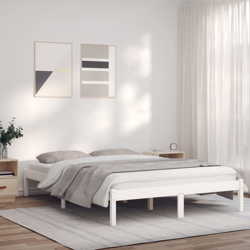 Estructura de cama sin colchón madera de pino blanca 140x200 cm