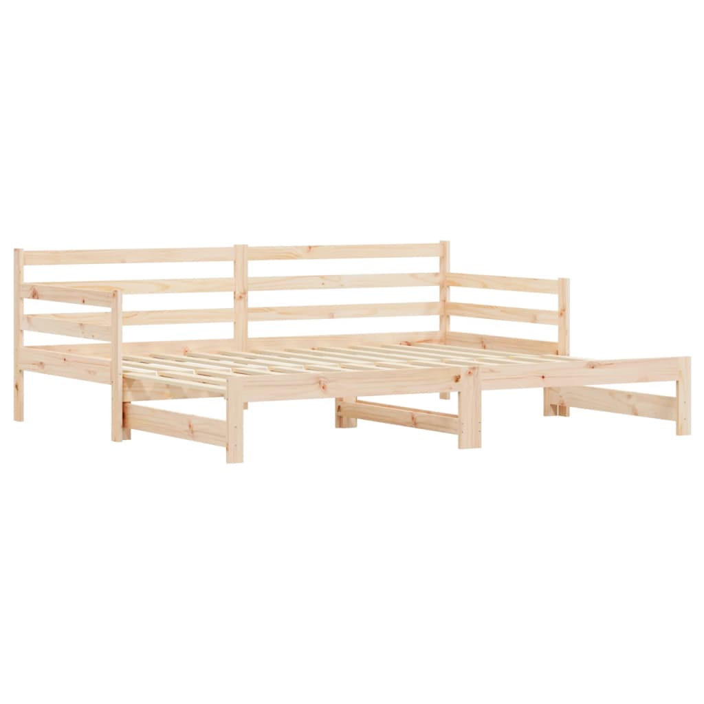 vidaXL Slaapbank met onderschuifbed 90x200 cm massief grenenhout afbeelding