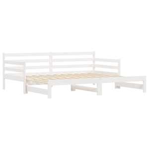 Válenda s přistýlkou bílá 90 x 200 cm masivní borové dřevo - obrázek 3