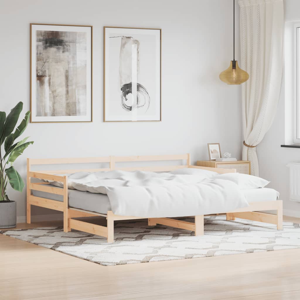 vidaXL Pat de zi cu extensie, 80x200 cm, lemn masiv de pin