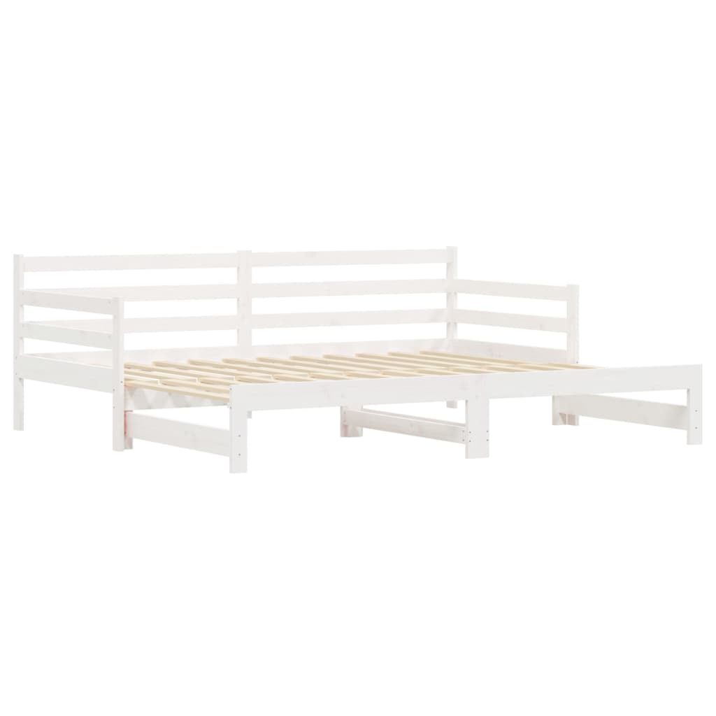 vidaXL Slaapbank met onderschuifbed 90x190 cm massief grenenhout wit afbeelding