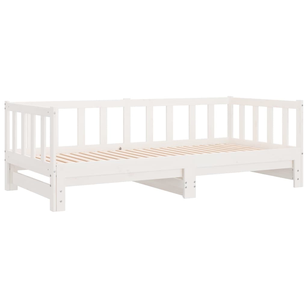 vidaXL Slaapbank met onderschuifbed 90x200 cm massief grenenhout wit afbeelding