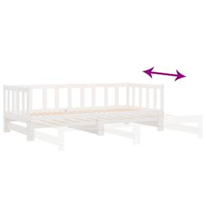Válenda s přistýlkou bílá 90 x 200 cm masivní borové dřevo - obrázek 9