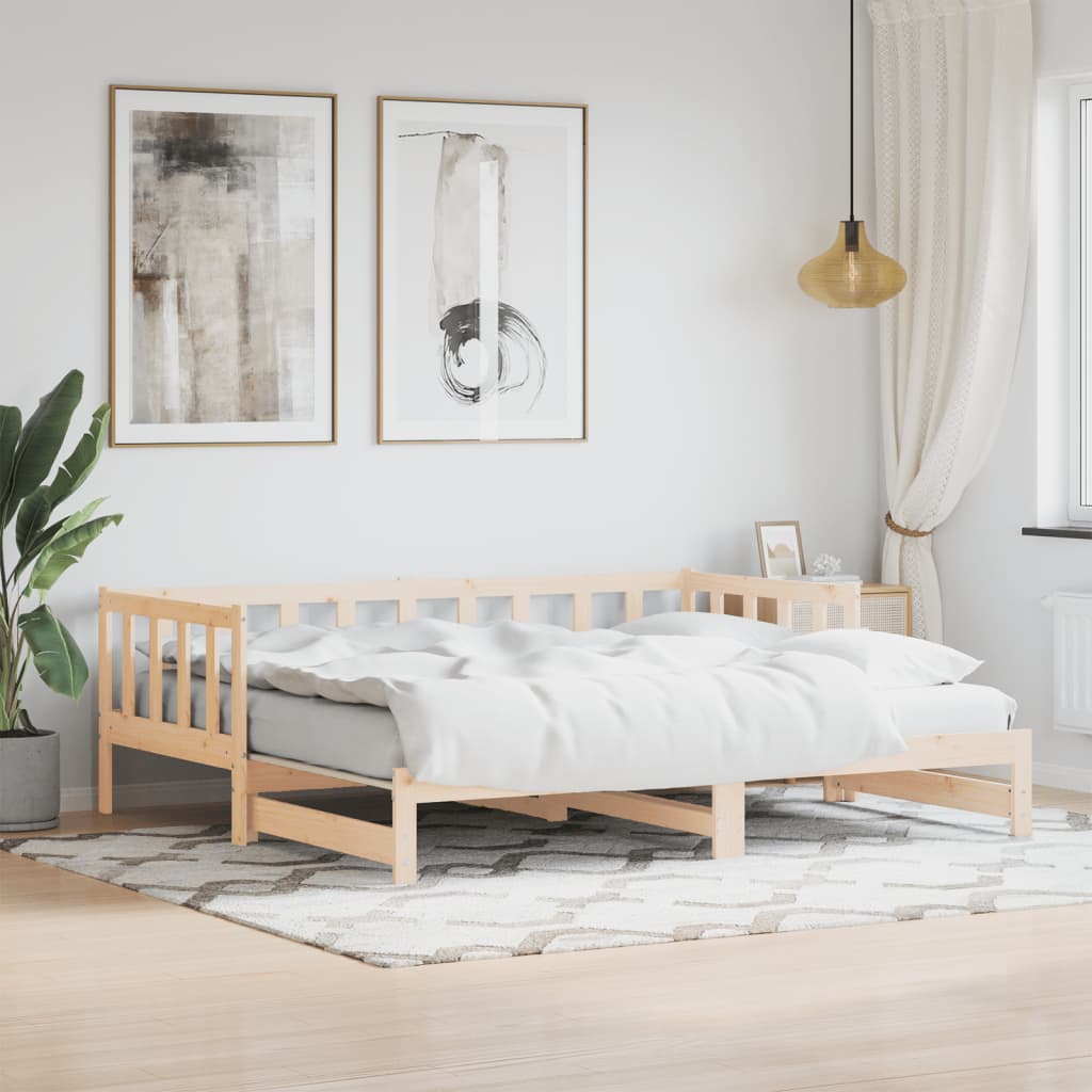 Tagesbett Ausziehbar Weiß 80×200 cm Massivholz Kiefer