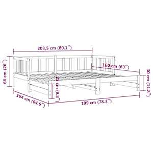 Válenda s přistýlkou bílá 80 x 200 cm masivní borové dřevo - obrázek 14