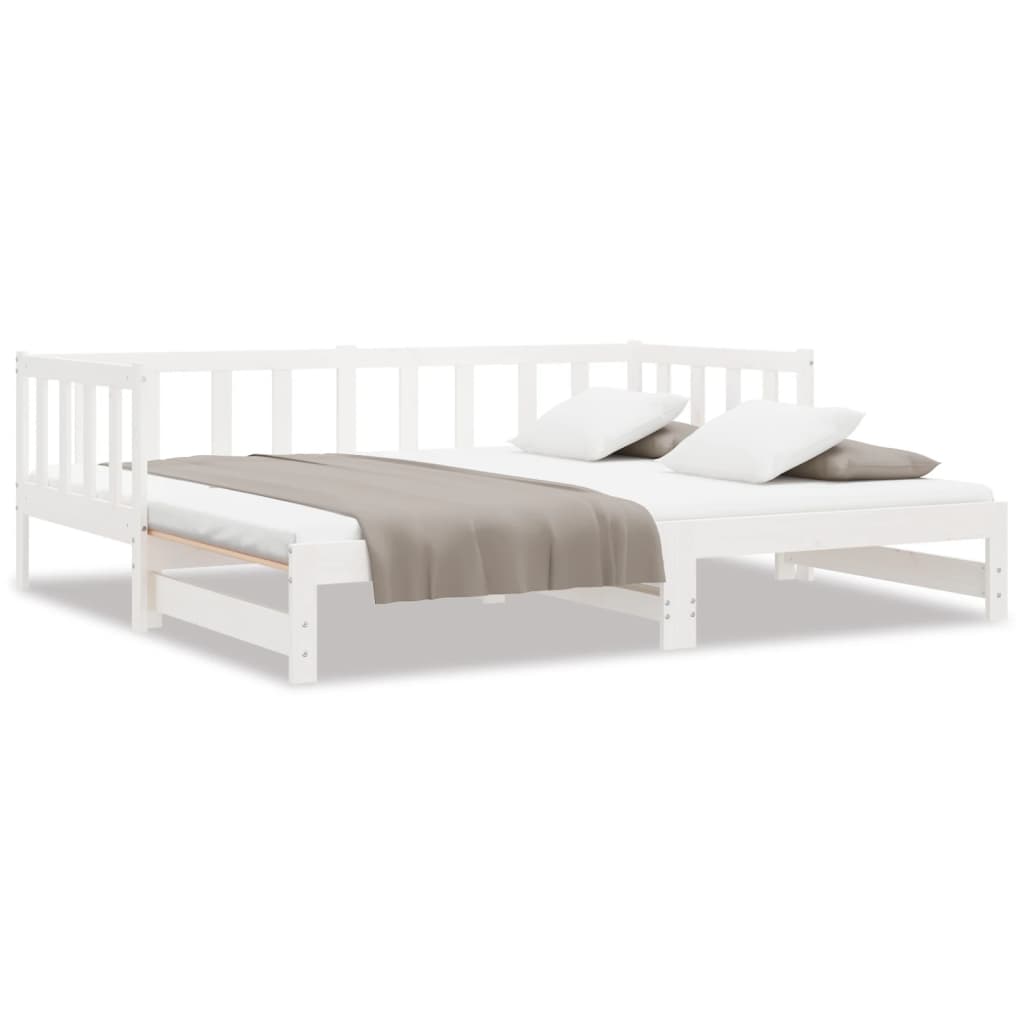E-shop vidaXL Vysúvacia denná posteľ biela 90x190 cm masívna borovica