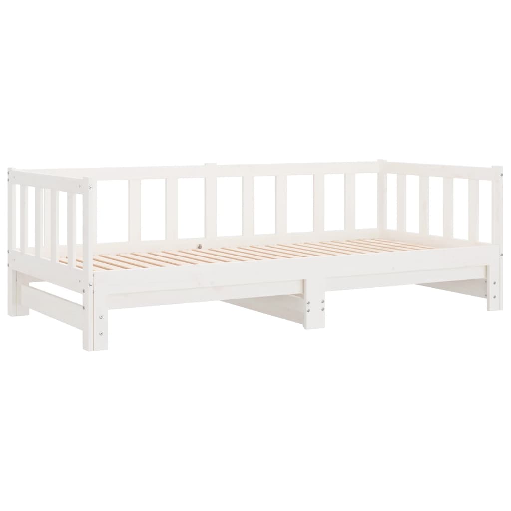 vidaXL Slaapbank met onderschuifbed 90x190 cm massief grenenhout wit afbeelding