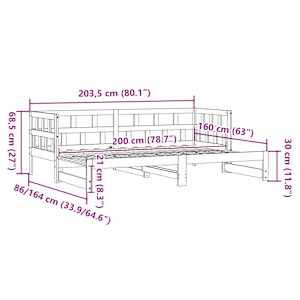Válenda s přistýlkou bílá 80 x 200 cm masivní borové dřevo - obrázek 11