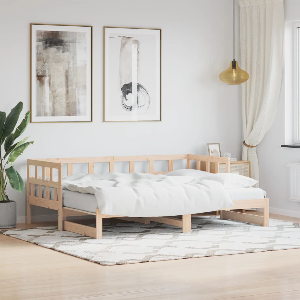 vidaXL daybed med udtræk 90x190 cm massivt fyrretræ