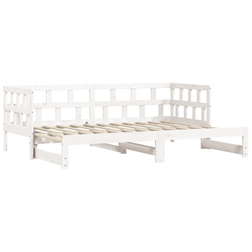 Mebel 2-w-1: Sofa-łóżko z drewnem sosnowym (193,5x96x68,5cm) - biały