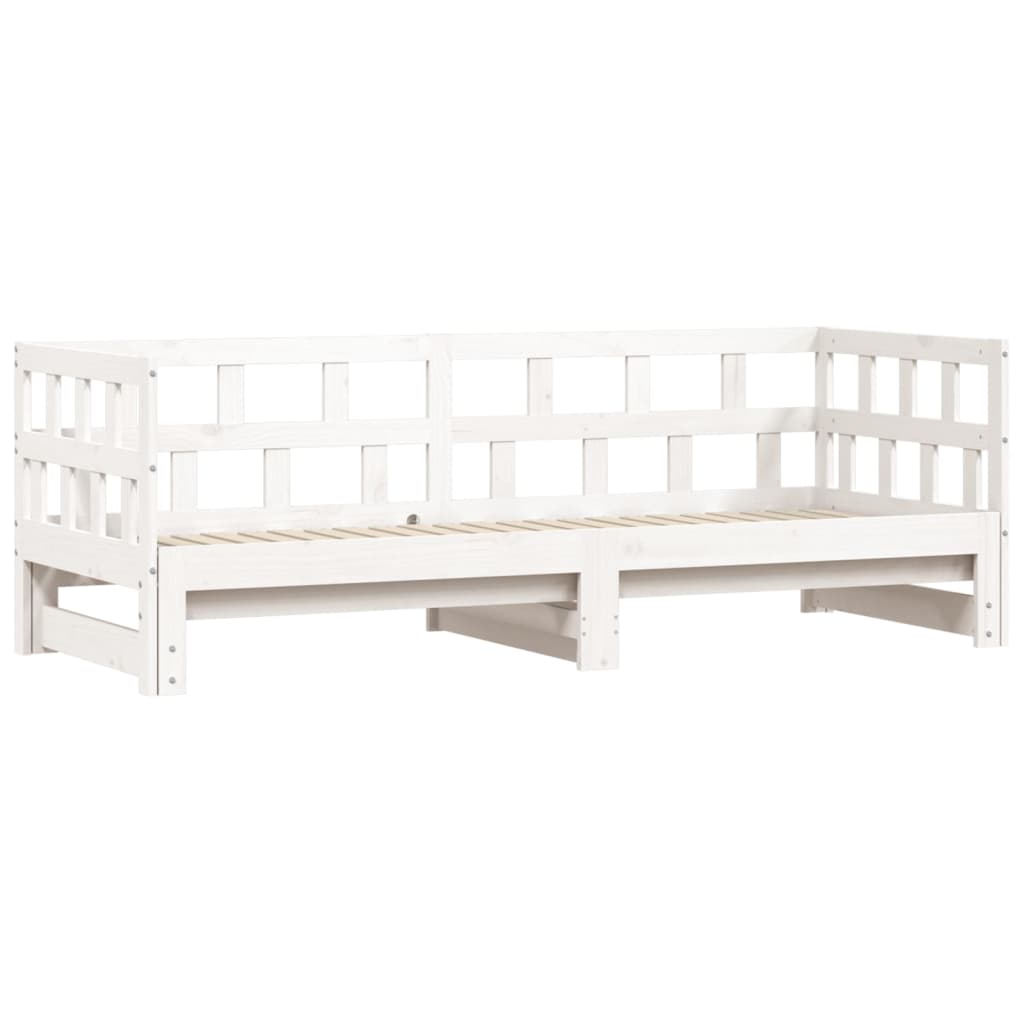 Mebel 2-w-1: Sofa-łóżko z drewnem sosnowym (193,5x96x68,5cm) - biały