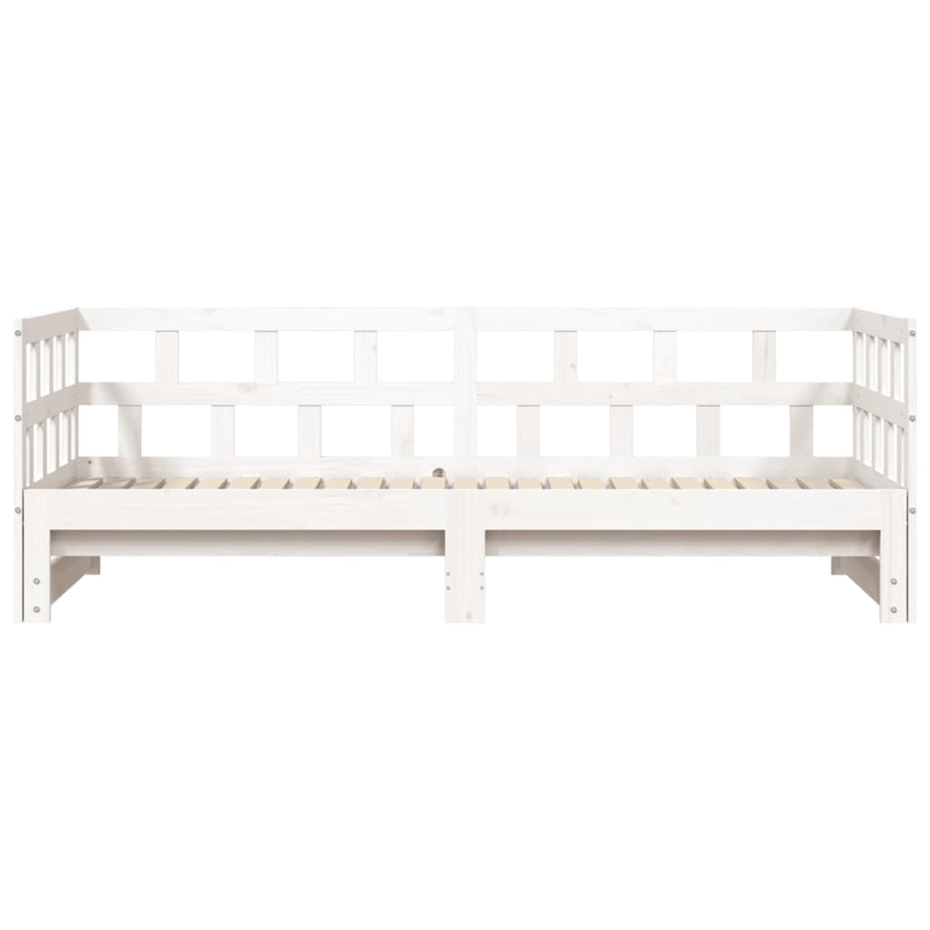 Mebel 2-w-1: Sofa-łóżko z drewnem sosnowym (193,5x96x68,5cm) - biały