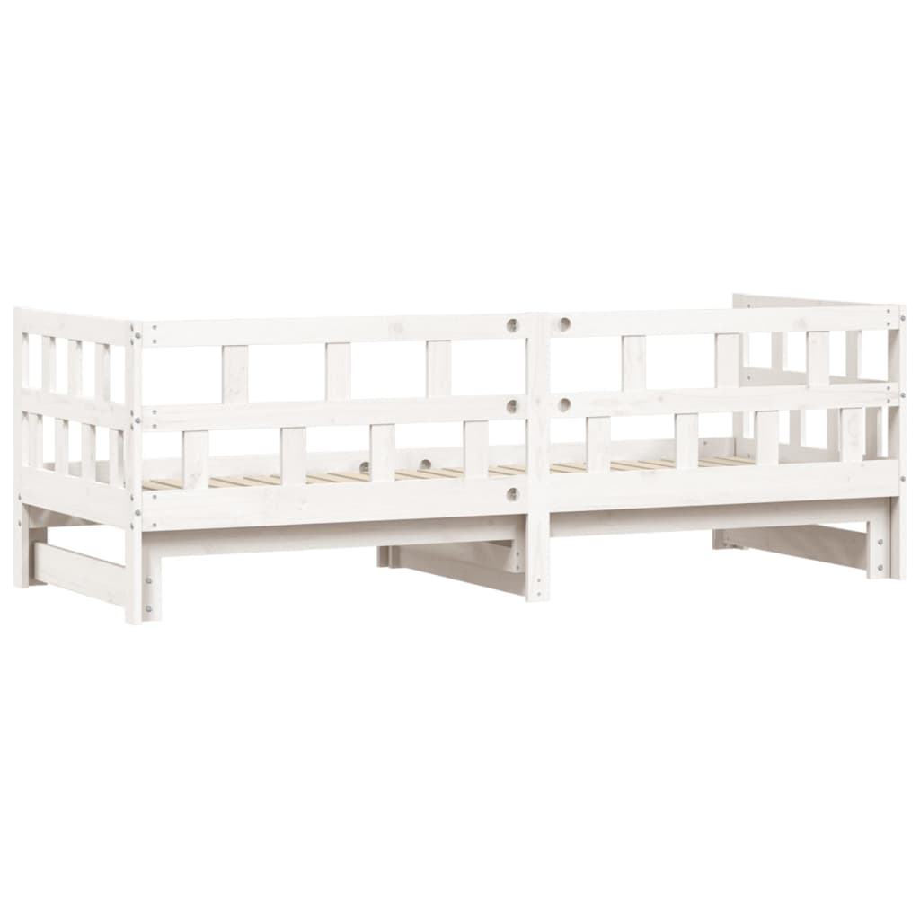 Mebel 2-w-1: Sofa-łóżko z drewnem sosnowym (193,5x96x68,5cm) - biały