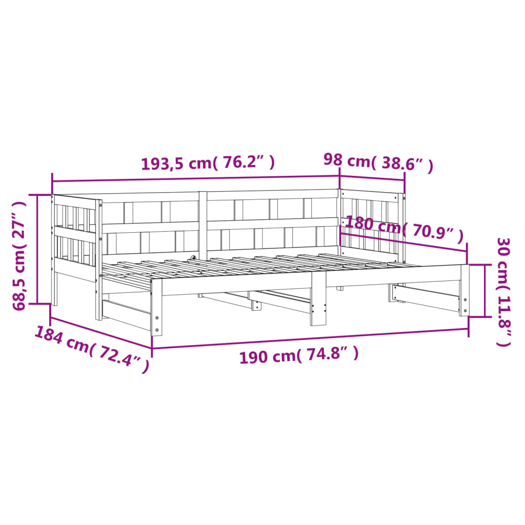 Mebel 2-w-1: Sofa-łóżko z drewnem sosnowym (193,5x96x68,5cm) - biały