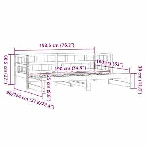 Válenda s přistýlkou bílá 90 x 190 cm masivní borové dřevo - obrázek 11