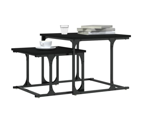 vidaXL Mese suprapuse de cafea, 2 buc, negru, lemn prelucrat