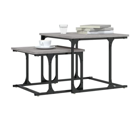 vidaXL Stoliki kawowe, wsuwane jeden pod drugi, 2 szt szary dąb sonoma