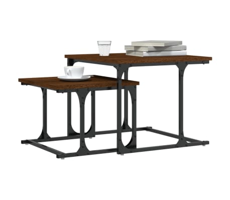 vidaXL 2 db barna t&ouml;lgy sz&iacute;nű szerelt fa rak&aacute;solhat&oacute; doh&aacute;nyz&oacute;asztal