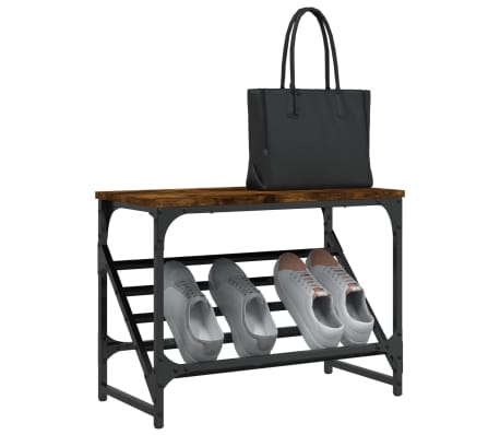 vidaXL Schoenenrek 60x30x45 cm bewerkt hout gerookt eikenkleurig