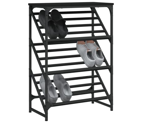vidaXL Suport pantofi, negru, 60x30x85 cm, lemn prelucrat