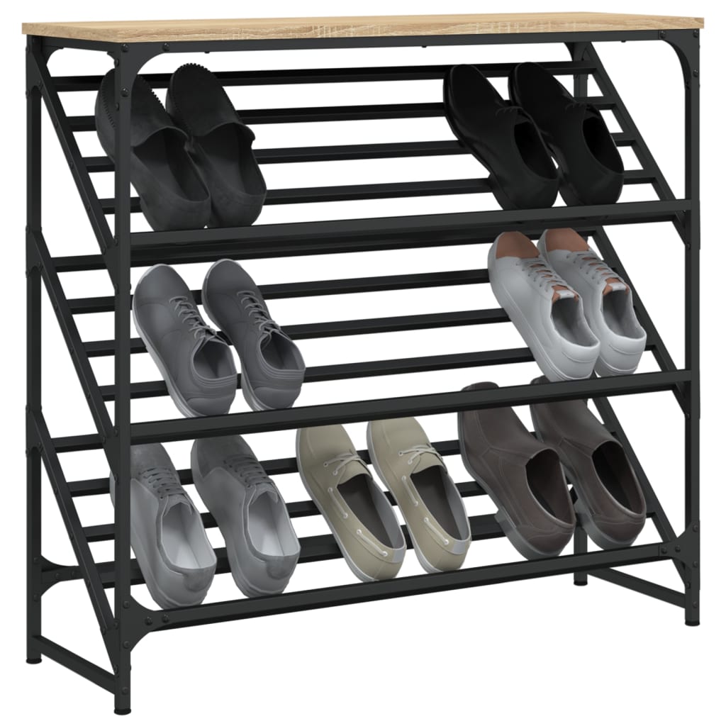 vidaXL Schoenenrek 90x30x85 cm bewerkt hout sonoma eikenkleurig afbeelding