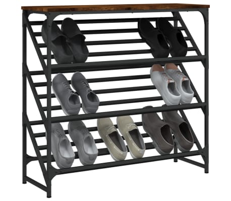 vidaXL Schoenenrek 90x30x85 cm bewerkt hout gerookt eikenkleurig
