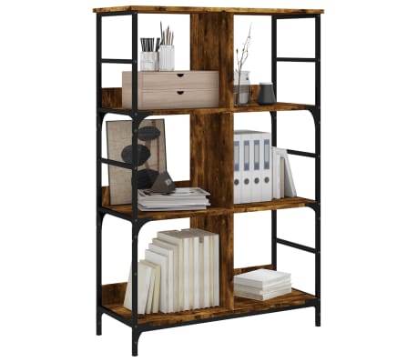 vidaXL Βιβλιοθήκη Καπνιστή Δρυς 78,5x33x117,5 εκ. Επεξεργασμένο Ξύλο