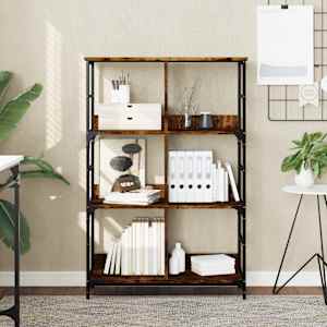 Knjižna polica dimljen hrast 78,5x33x117,5 cm inženirski les