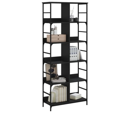vidaXL Estanter&iacute;a de madera de ingenier&iacute;a negra 78,5x33x188,5 cm