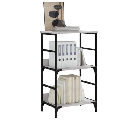 vidaXL Bookshelf Grey Sonoma Engineered wood, steel Standard Bookshelf
