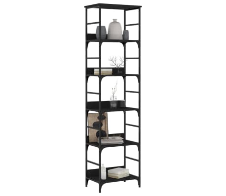 vidaXL Bookshelf Black Engineered wood, steel 19.7x13.0x74.2 in