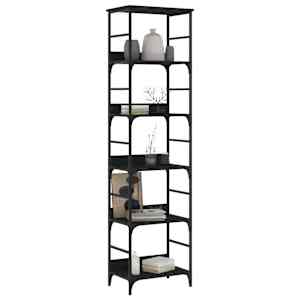vidaXL Bookshelf Black Engineered wood, steel 19.7x13.0x74.2 in