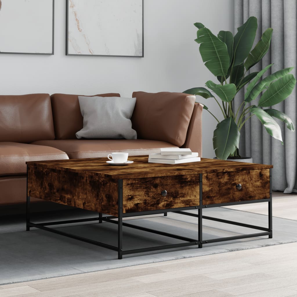 vidaXL sofabord 100x99x40 cm konstrueret træ røget egetræsfarve