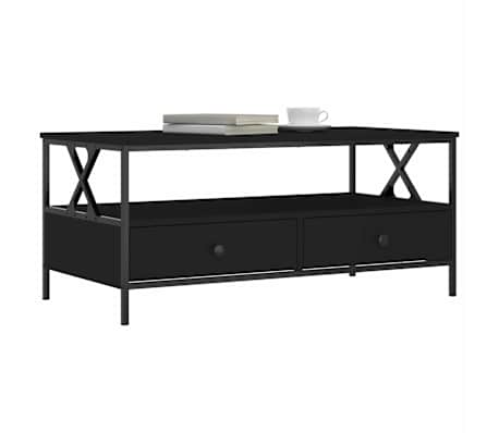 vidaXL Salontafel 100x51x45 cm bewerkt hout zwart