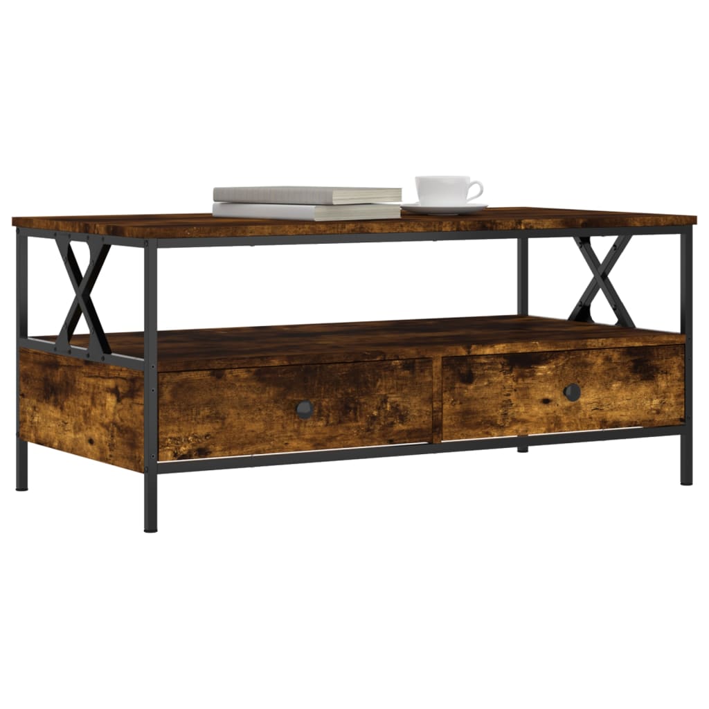 vidaXL Salontafel 100x51x45 cm bewerkt hout gerookt eikenkleurig afbeelding