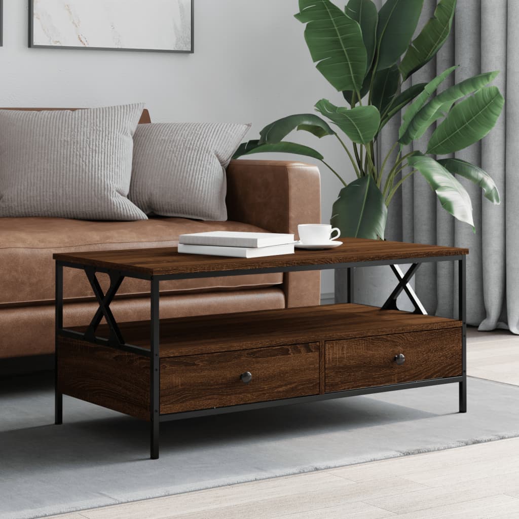 vidaXL sofabord 100x51x45 cm konstrueret træ brun egetræsfarve