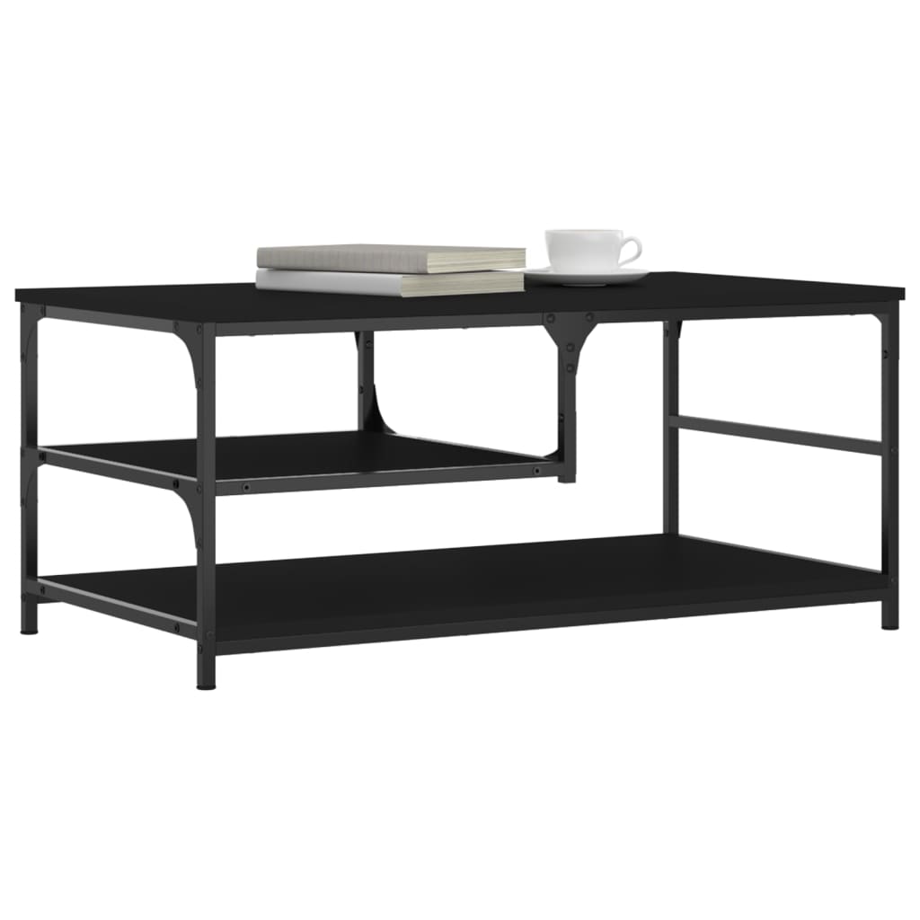 vidaXL Salontafel 90x49x40 cm bewerkt hout zwart afbeelding