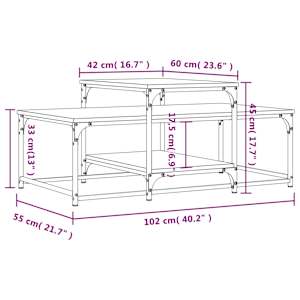 Konferenční stolek kouřový dub 102x60x45 cm kompozitní dřevo - obrázek 9