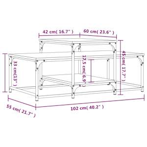 Konferenční stolek hnědý dub 102 x 60 x 45 cm kompozitní dřevo - obrázek 9