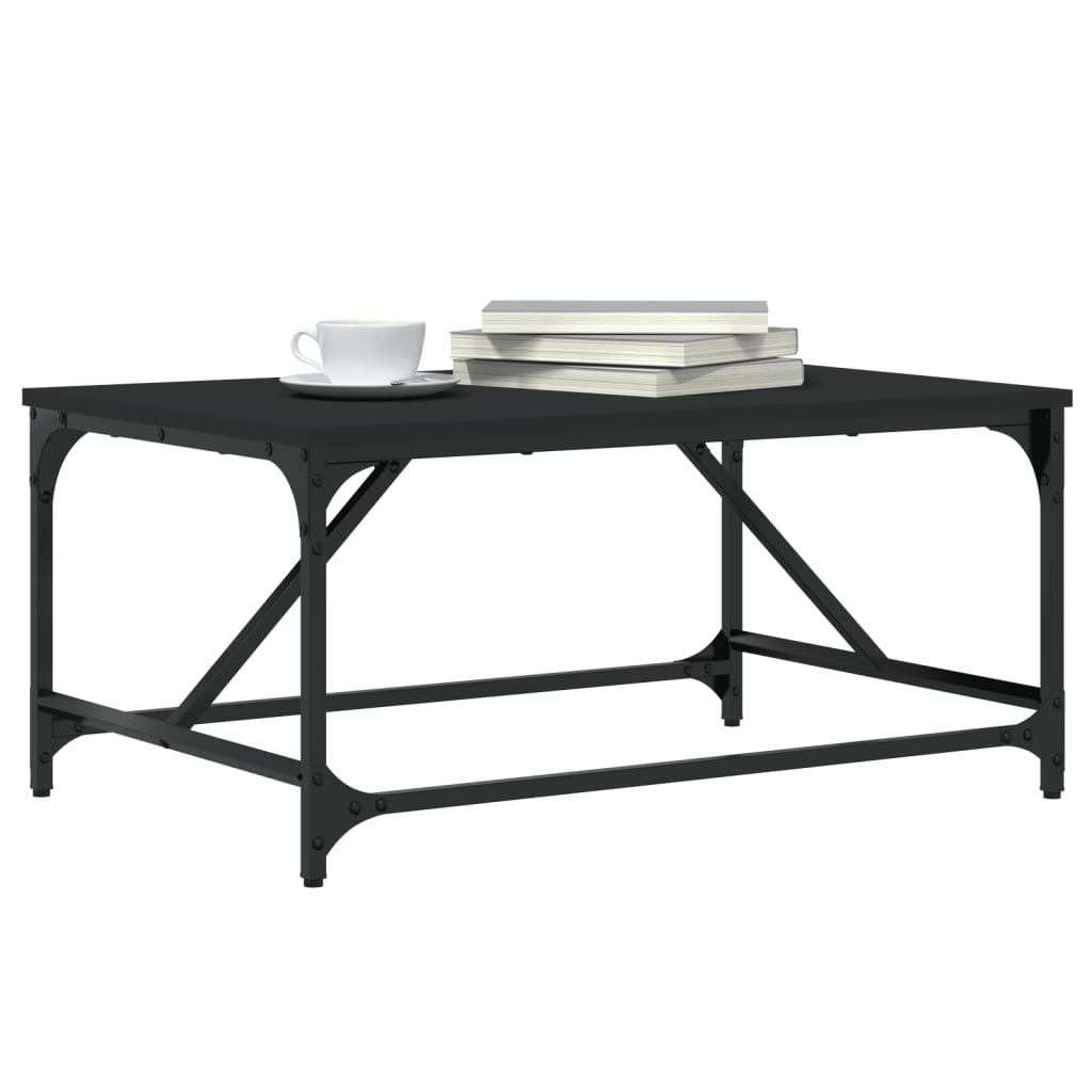 vidaXL Salontafel 75x50x35 cm bewerkt hout zwart afbeelding
