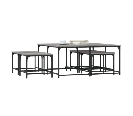 vidaXL Tables basses gigognes 5 pcs sonoma gris bois d'ing&eacute;nierie